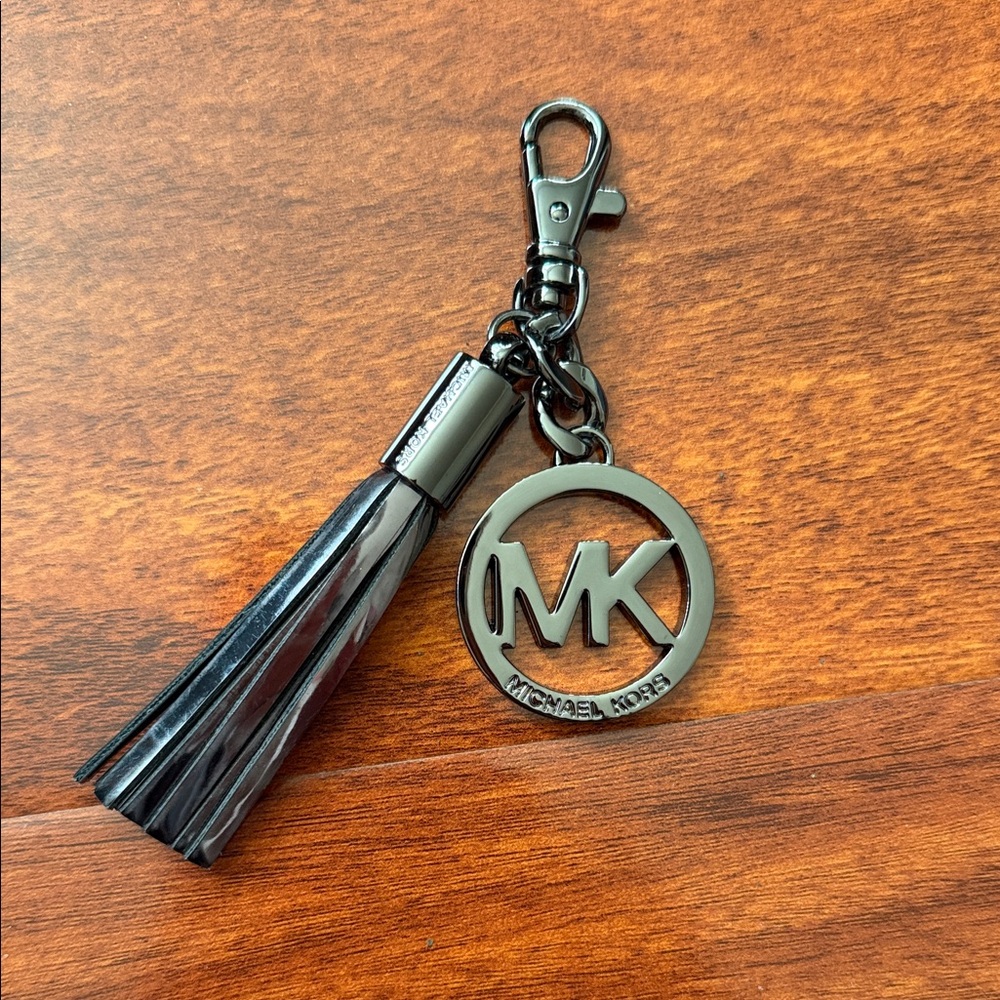 Michael Kors Silver Logo Keychain with Tassel